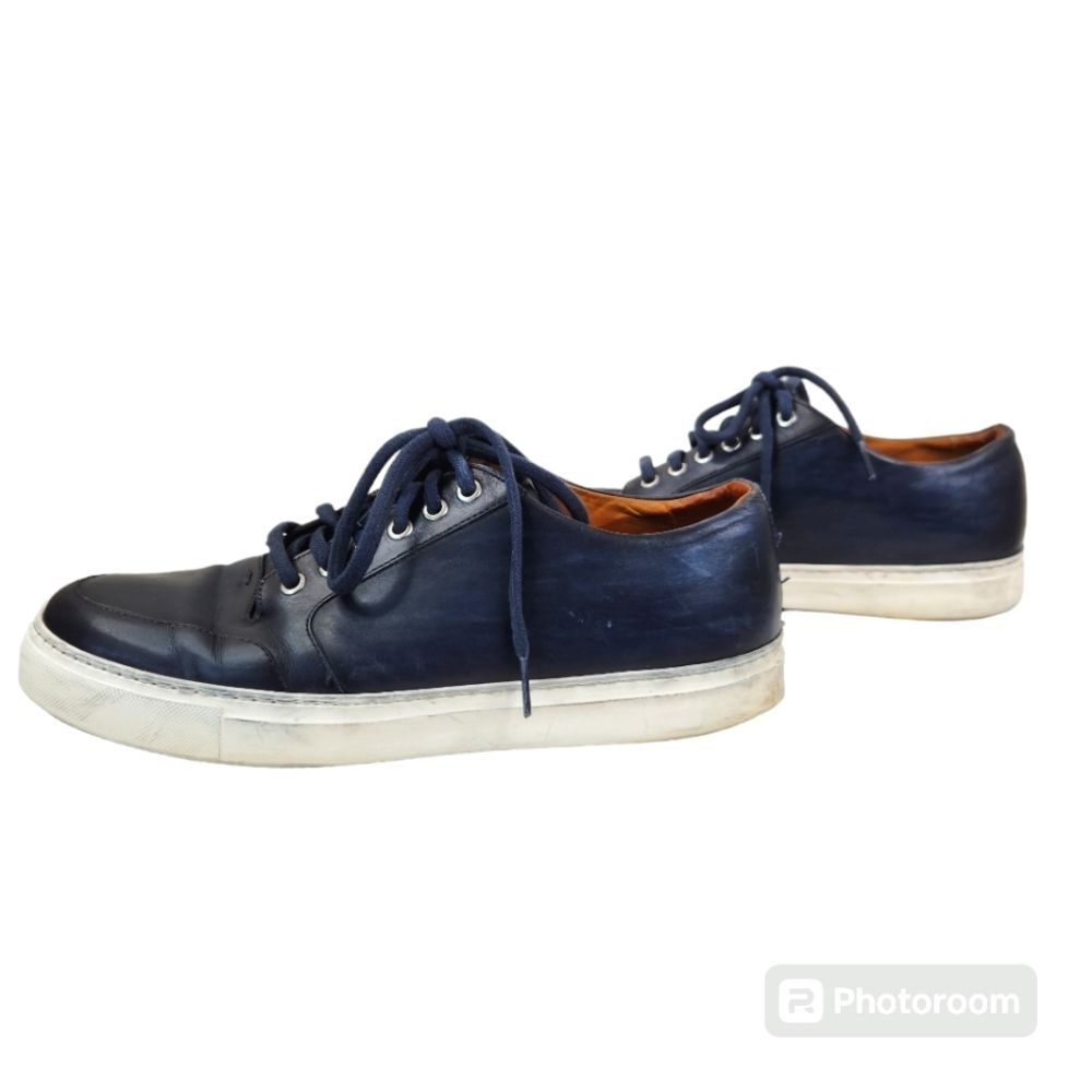 Magnanni Mens Navy Blue Leather Low Top Casual Lace Up Sneakers 9M - Picture 3 of 10